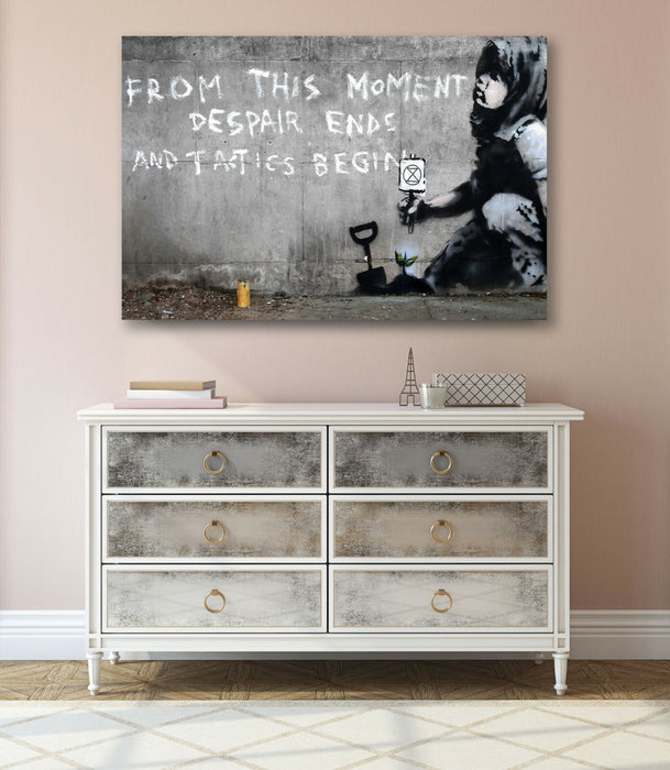 BANKSY CANVAS WALL ART PRINT GRAFFITI ARTWORK DEEP FRAMED Extinction Rebellion