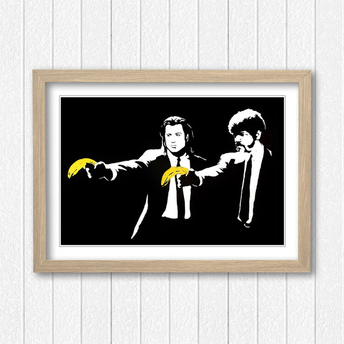 BANKSY STYLE PULP FICTION BANANA FRAMED STREET ART POSTER PICTURE PRINT 4 SIZES
