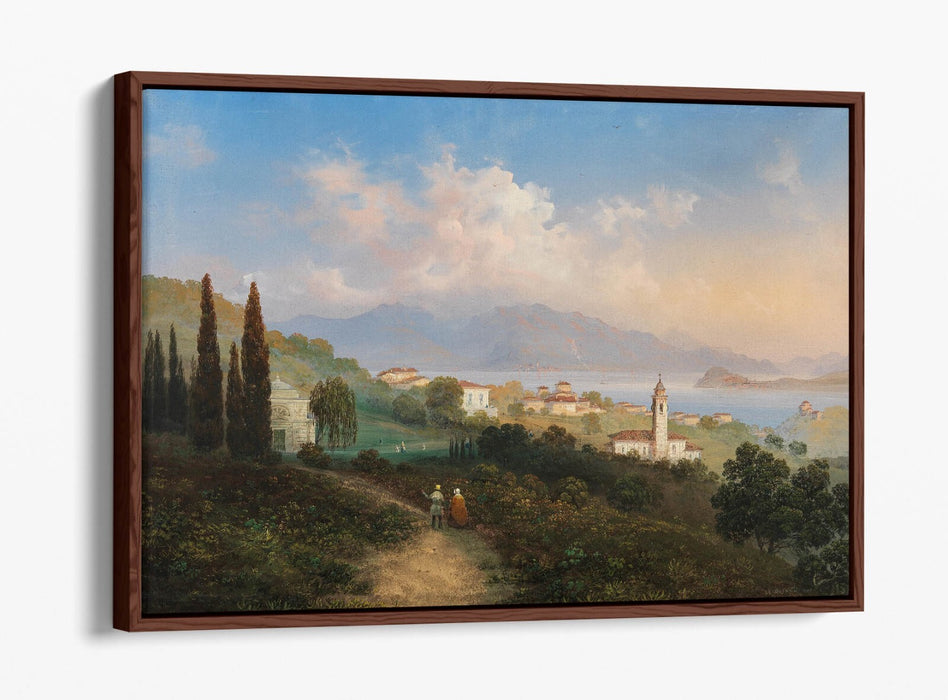 CARLO BOSSOLI, VIEW OF LAKE COMO & MENAGGIO -FLOAT EFFECT CANVAS WALL ART PRINT