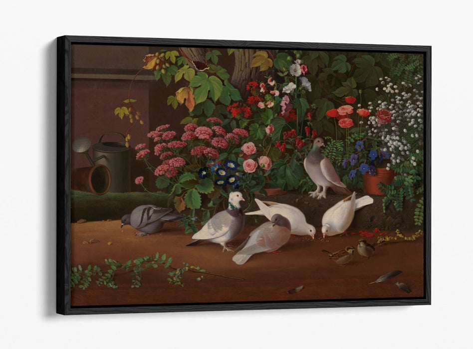 Canvas Wall Art Print - Handmade Garden Flower & Bird Float Effect on MDF Frame