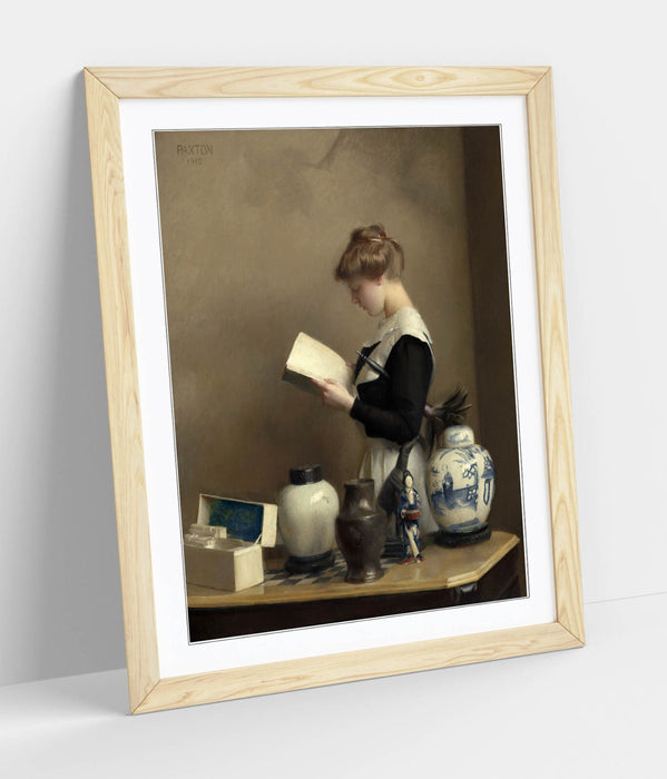 Framed Wall Art - William McGregor Paxton The House Maid Painting Print | Handmade UK Woodgrain Frame
