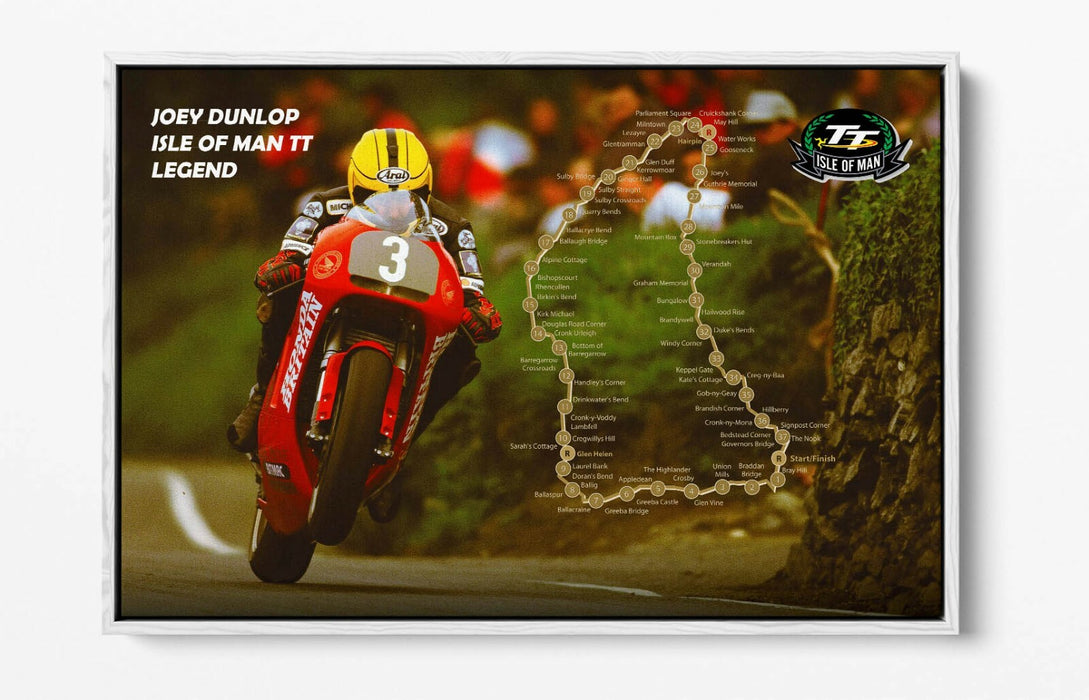 Canvas Wall Art - Joey Dunlop Isle Of Man TT Racing Float Effect Print - Red