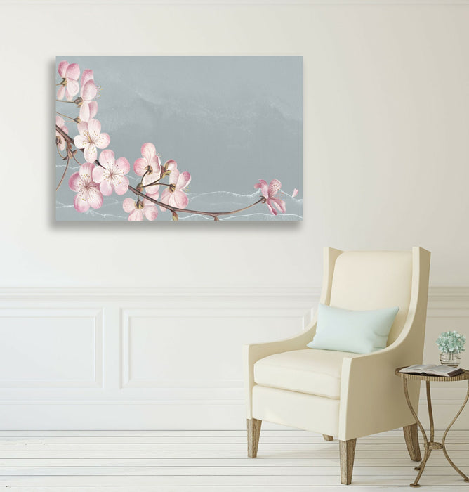 Blue Grey cherry Blossom CANVAS WALL ART PRINT ARTWORK 30MM DEEP FRAMED