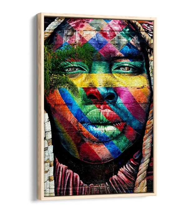 BEAUTIFUL BLACK WOMAN RAINBOW GRAFFITI -FLOAT EFFECT CANVAS WALL ART PIC PRINT-