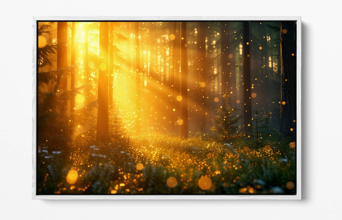 SPARKLING SUNLIGHT FOREST LANDSCAPE HOME DECOR FLOAT EFFECT CANVAS ART PRINT