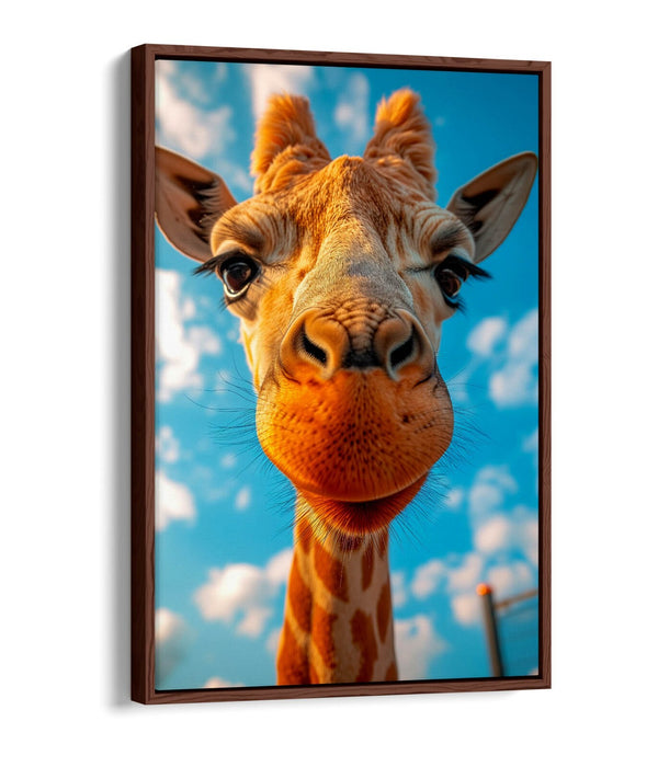 Giraffe Canvas Art - Funny Animal Print on Float Effect Canvas Wall Decor
