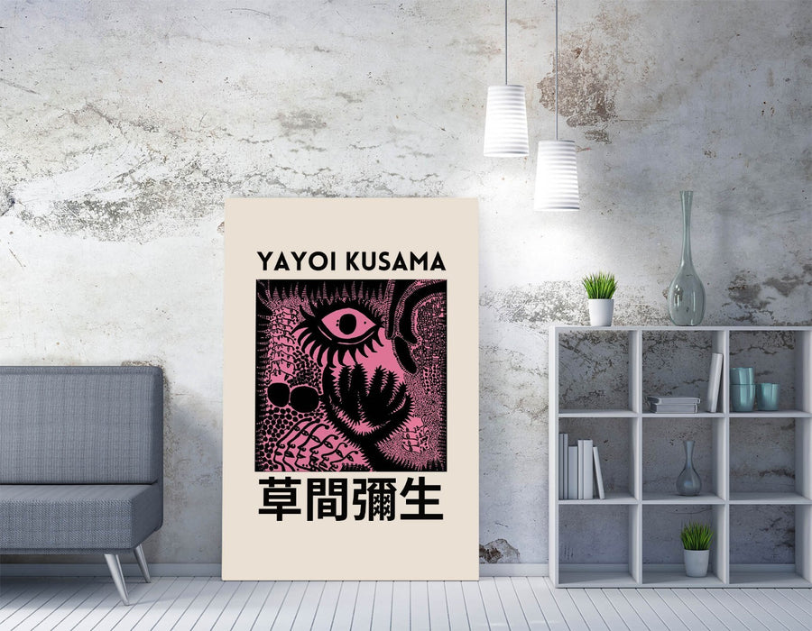 Yayoi Kusama Canvas Art - Pink Abstract Wall Decor | Handmade Canvas Artwork