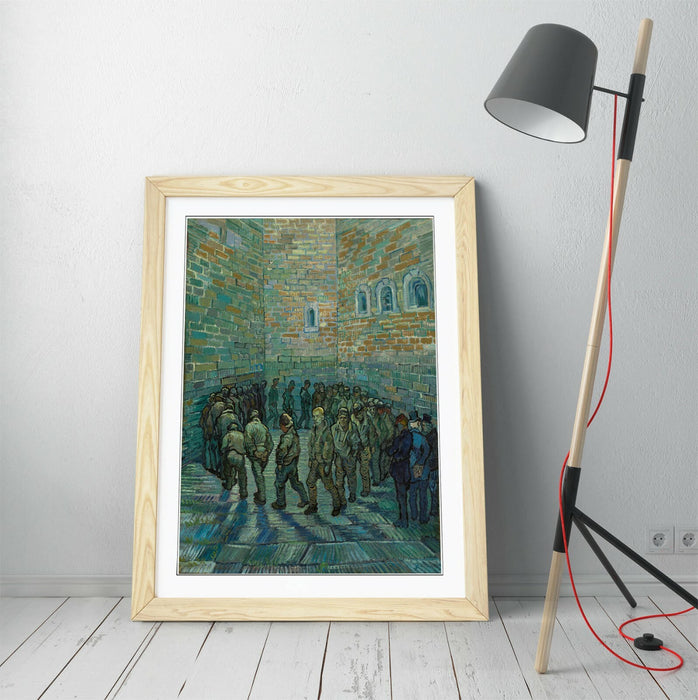 VAN GOGH PRISONERS' ROUND -ART FRAMED POSTER PICTURE PRINT ARTWORK- GREEN BLUE