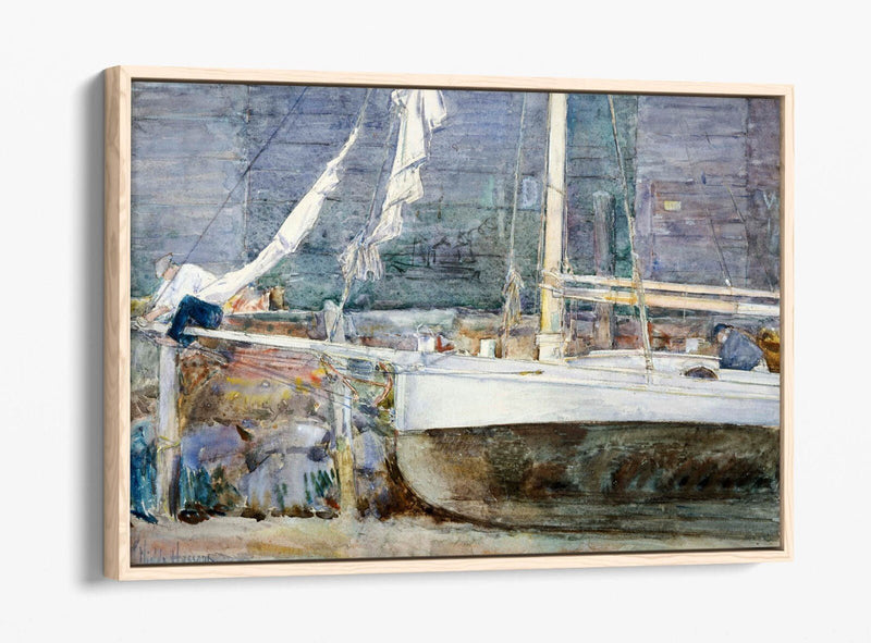 Canvas Wall Art - Childe Hassam Drydock Gloucester | Float Effect Premium Frame