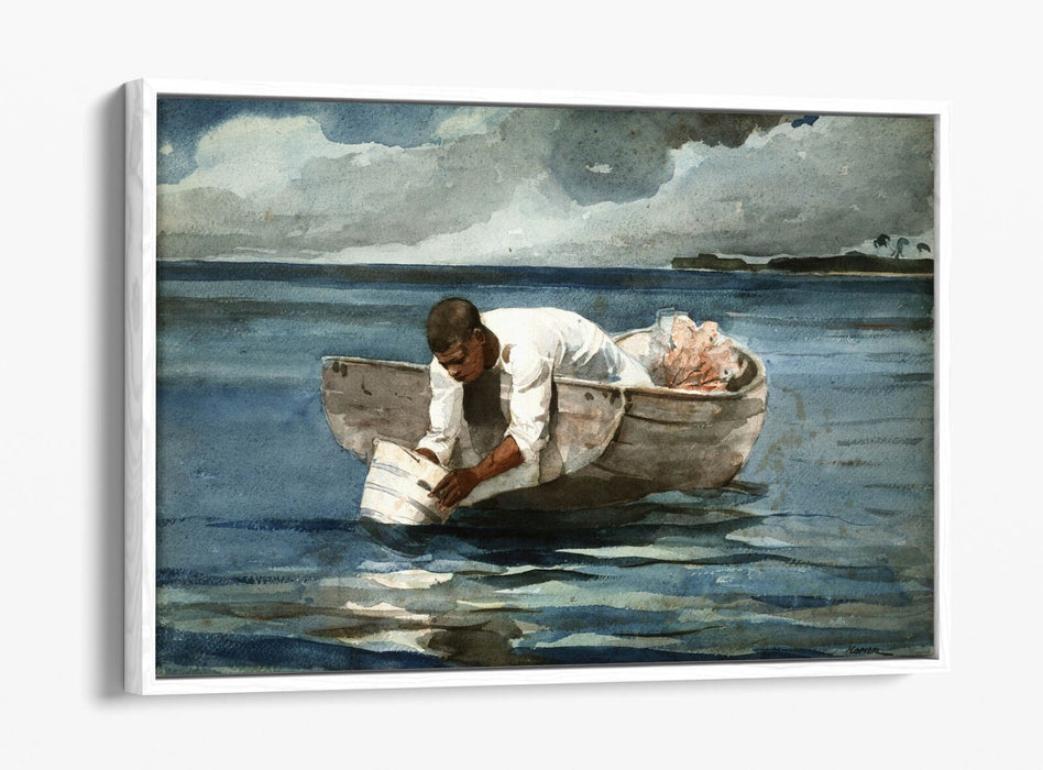 WINSLOW HOMER, THE WATER FAN -FLOAT EFFECT CANVAS WALL ART PRINT