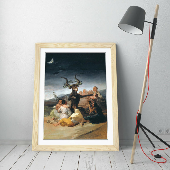 Goya Witches Sabbath Poster – Handmade Framed Art Print With Natural Wood Frame