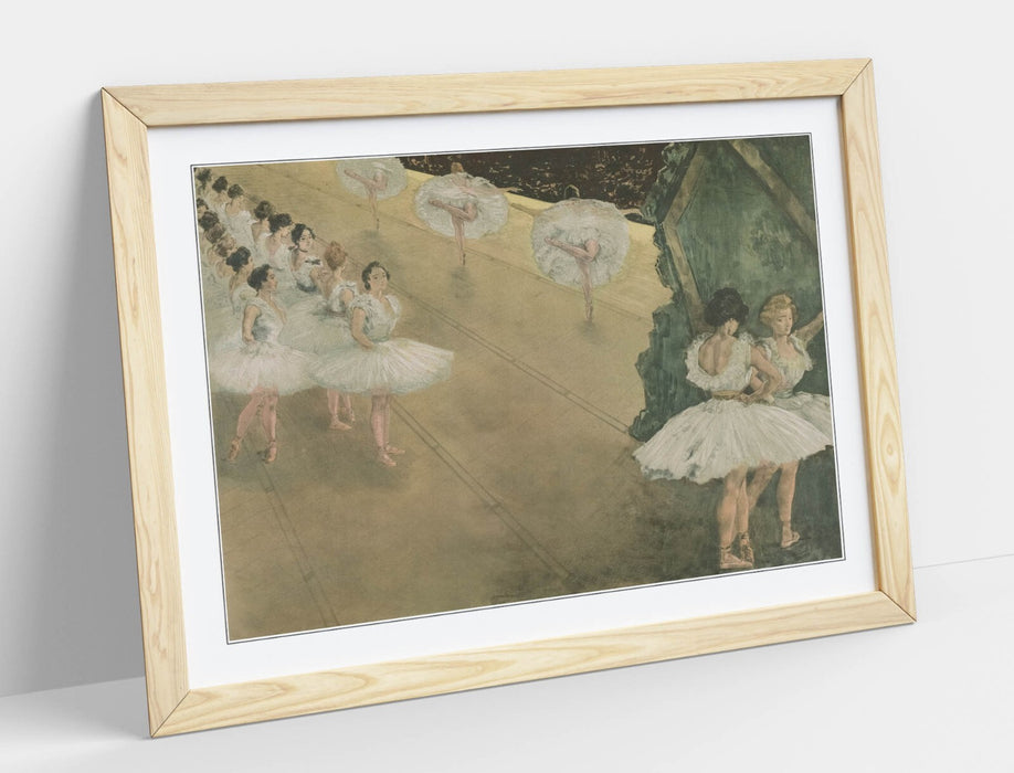 Framed Wall Art - Edgar Degas Ballet Dancers Poster with Natural Wood Frame | UK Handmade