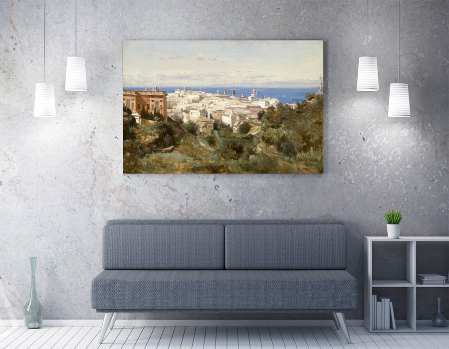 CAMILLE COROT, VIEW OF GENOA -CANVAS WALL ARTWORK PICTURE PRINT