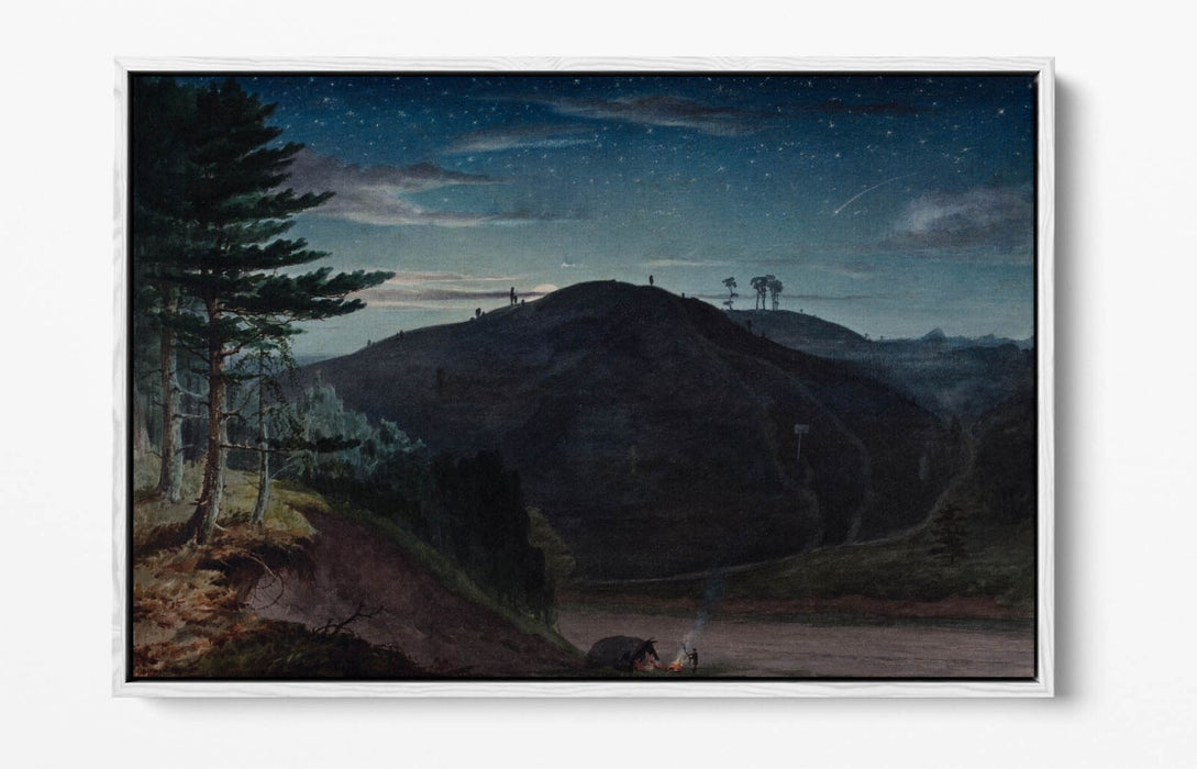 ELIJAH WALTON, COFTON FROM REDNAL, MOONLIGHT -FLOAT EFFECT CANVAS WALL ART PRINT