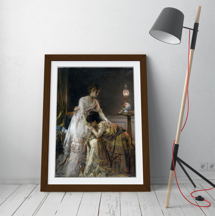 Framed Wall Art - Alfred Stevens After The Ball Poster Print With Wood Grain Frame