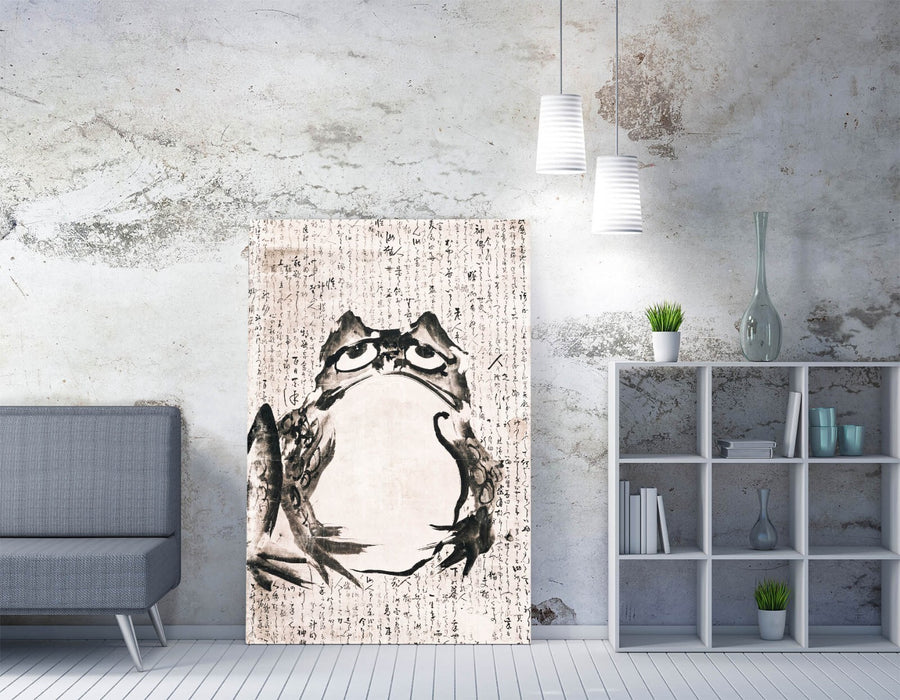 Vintage Japanese Frog Art - Handmade Canvas Wall Artwork With Premium Varnish Finish
