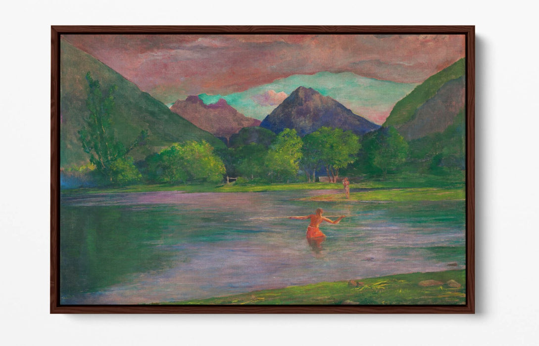 Canvas Wall Art Print - Fisherman Spearing Fish | Float Effect Canvas Decor