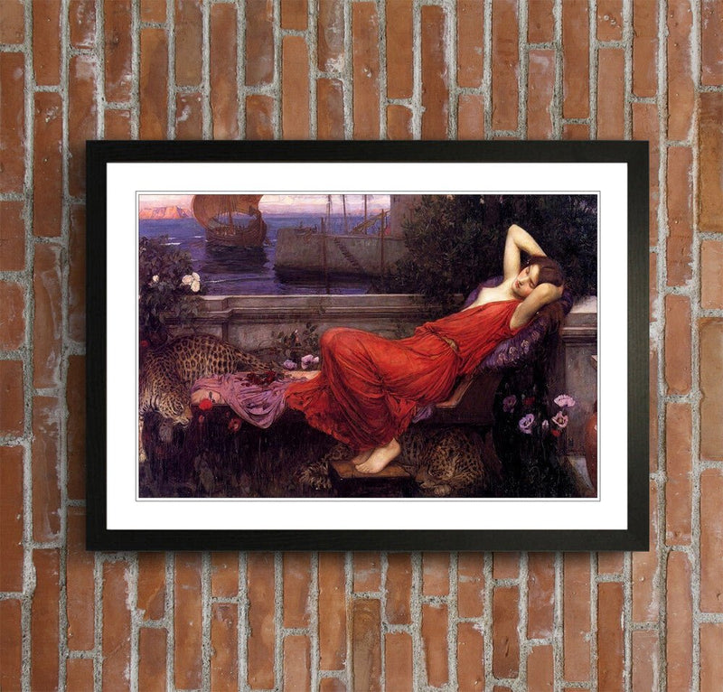 Ariadne Framed Art Print – Classic Waterhouse Poster With Handmade Woodgrain Frame