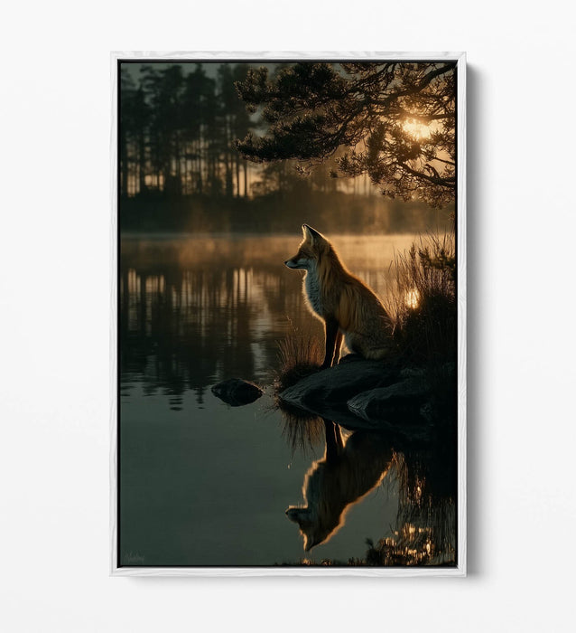 Canvas Wall Art - Cool Fox Float Effect Handmade Print With Premium Frame