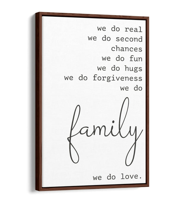 "WE DO FAMILY" LOVE HOME QUOTE SLOGAN -FLOAT EFFECT CANVAS WALL ART PRINT