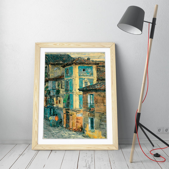 Framed Wall Art Poster - Childe Hassam Spain Street Scene Print | Handmade Decor