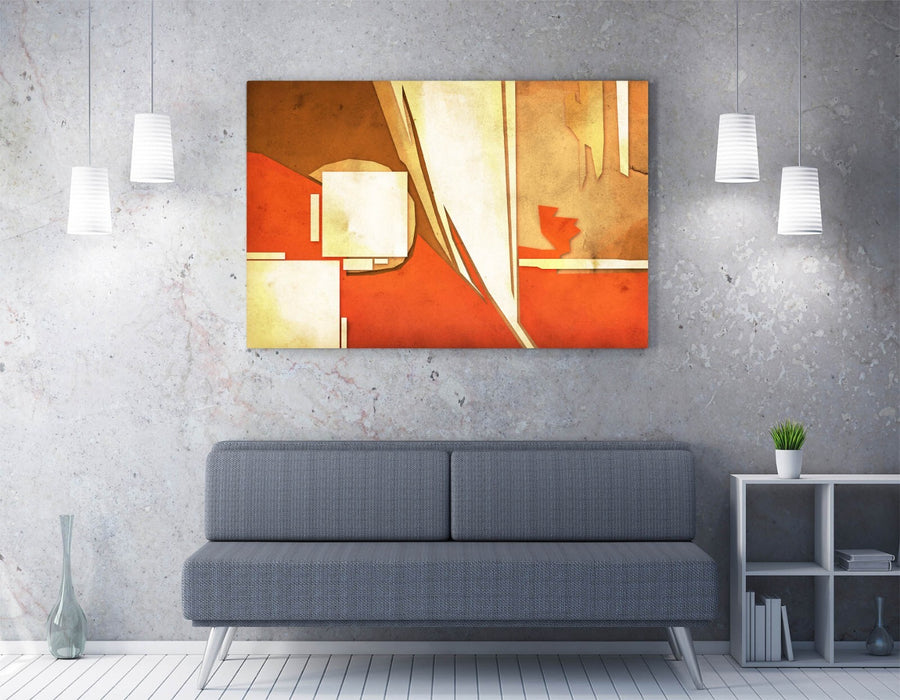Abstract Canvas Wall Art - Orange Brown Artwork | Framed Canvas Print, Ready to Hang