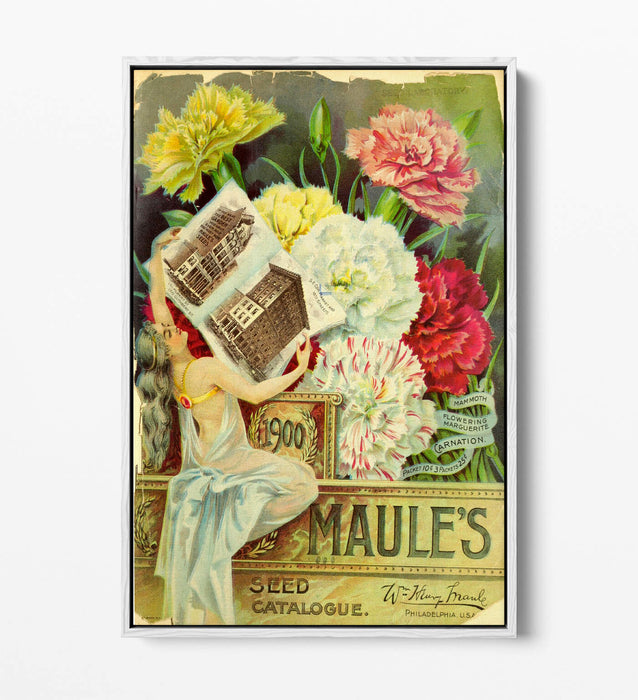 QUIRKY VINTAGE FLOWERS ADVERTISEMENT POSTER -FLOAT EFFECT CANVAS WALL ART PRINT