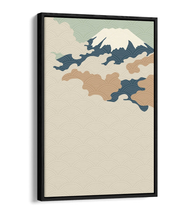 Fuji Mountain Canvas - Minimalist Abstract Wall Art With Float Effect Frame