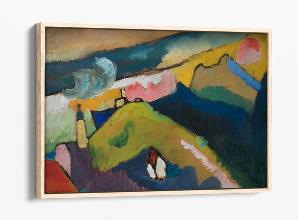 KANDINSKY, MOUNTAIN LANDSCAPE CHURCH-FLOAT EFFECT CANVAS WALL ART PICTURE PRINT