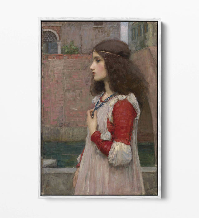 JOHN WILLIAM WATERHOUSE, JULIET -FLOAT EFFECT CANVAS WALL ART PIC PRINT- BEIGE