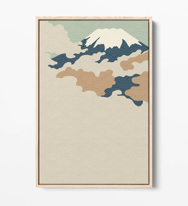 Fuji Mountain Canvas - Minimalist Abstract Wall Art With Float Effect Frame