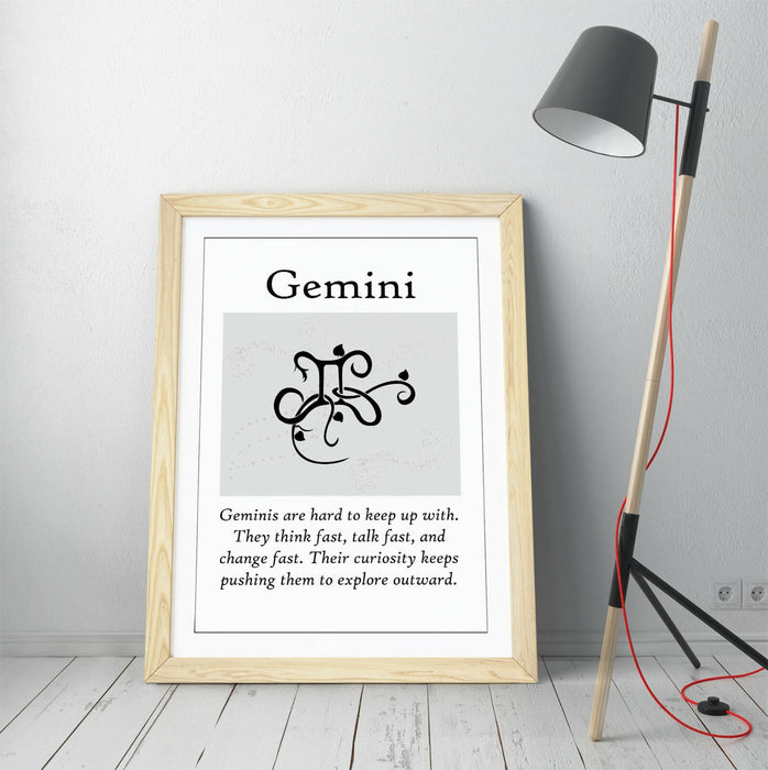 GEMINI STAR SIGN ZODIAC ASTOLOGY QUOTE SLOGAN -FRAMED WALL ART PICTURE PRINT