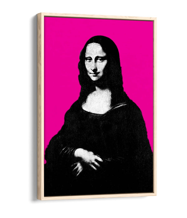 MONA LISA POP ART DA VINCI HOT PINK -FLOAT EFFECT CANVAS WALL ART PRINT