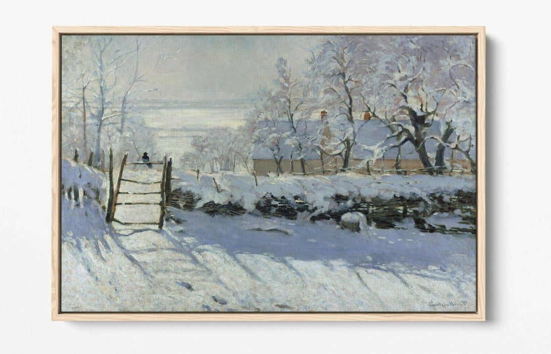 Float Effect Canvas Art – Claude Monet The Magpie Blue Grey Wall Decor