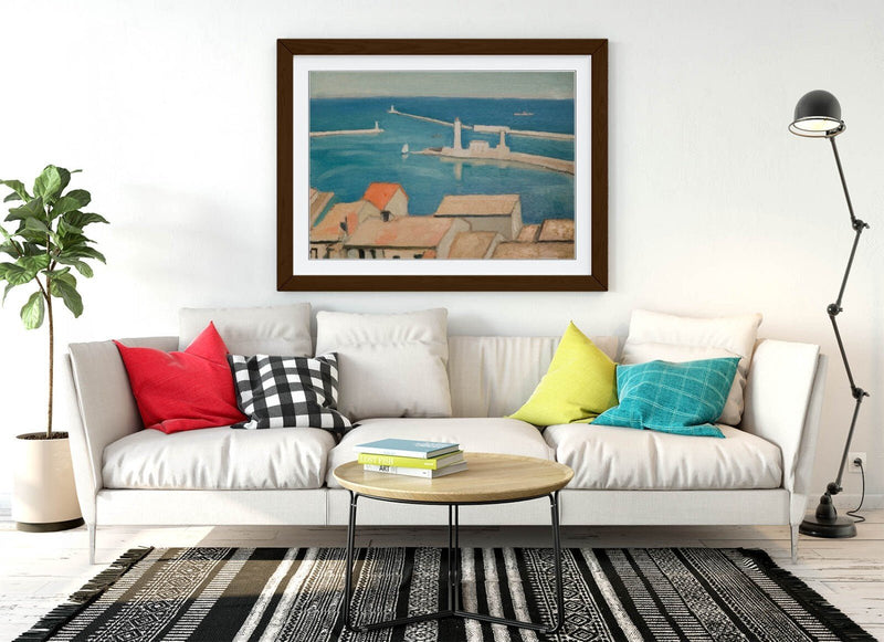 Framed Wall Art Poster - The Port Of Cette, Marseilles, Albert Marquet Print With Woodgrain Picture Frame, Ready To Hang