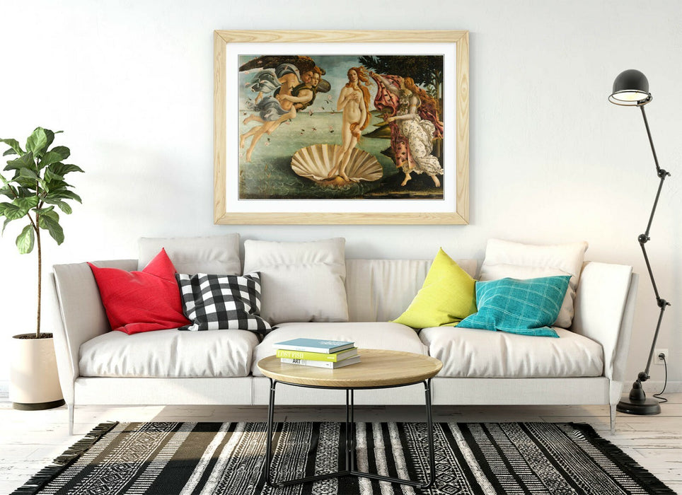 Framed Wall Art - Sandro Botticelli Birth Of Venus Print With Wood Grain Frame
