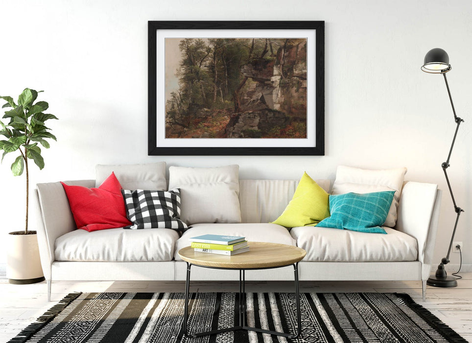 Framed Wall Art - Trees On Rocky Hillside Painting | Handmade UK Art Print