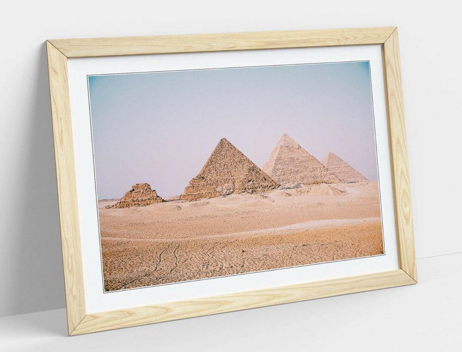 Pyramids Of Giza Art – Framed Photography Print With Natural Wood Frame