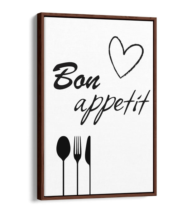 "BON APPETIT" KITCHEN HOME QUOTE SLOGAN -FLOAT EFFECT CANVAS WALL ART PRINT