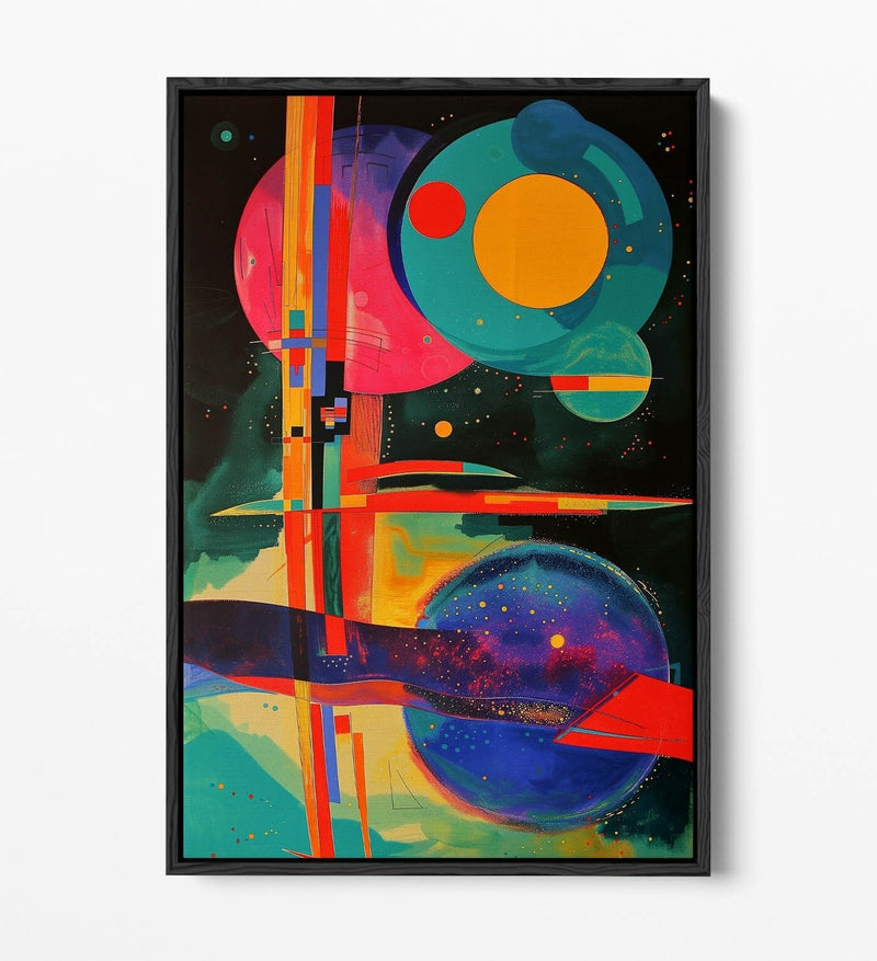 Abstract Canvas Art – Multi Colour Sci Fi Wall Decor With Float Effect Frame