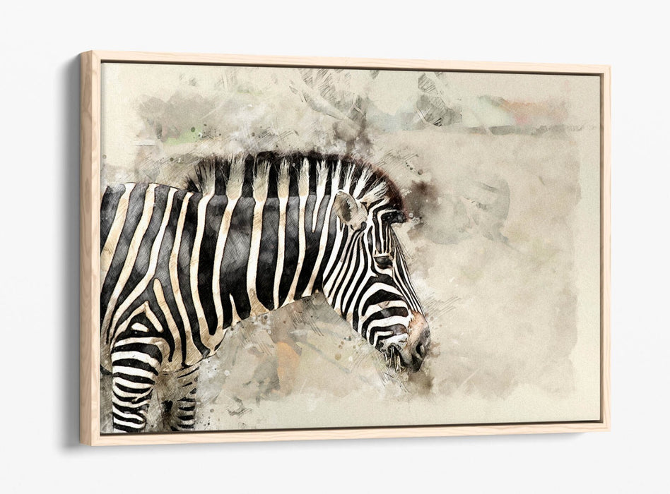 ZEBRA GLITCH ABSTRACT ARTWORK HOME DECOR 2 -FLOAT EFFECT CANVAS WALL ART PRINT