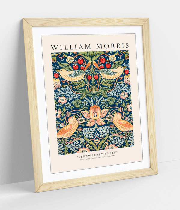 Framed Wall Art William Morris Strawberry Thief Print – Botanical Plant Decor Poster