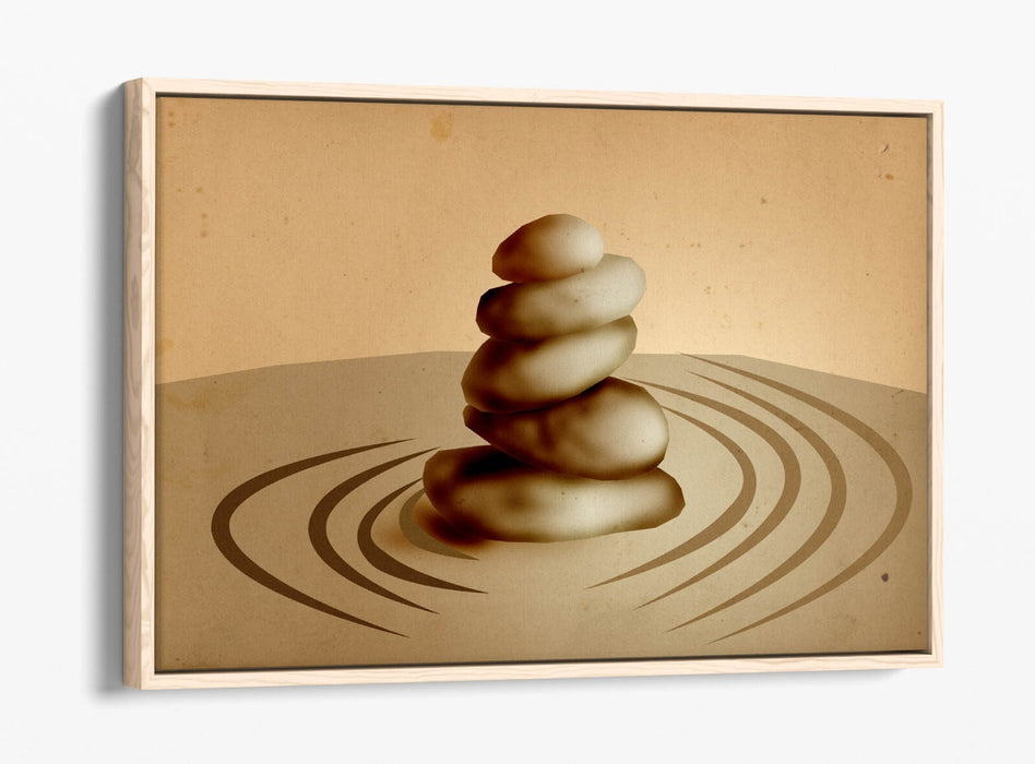 ABSTRACT ZEN STONE STACK HOME DECOR -FLOAT EFFECT CANVAS WALL ART PRINT