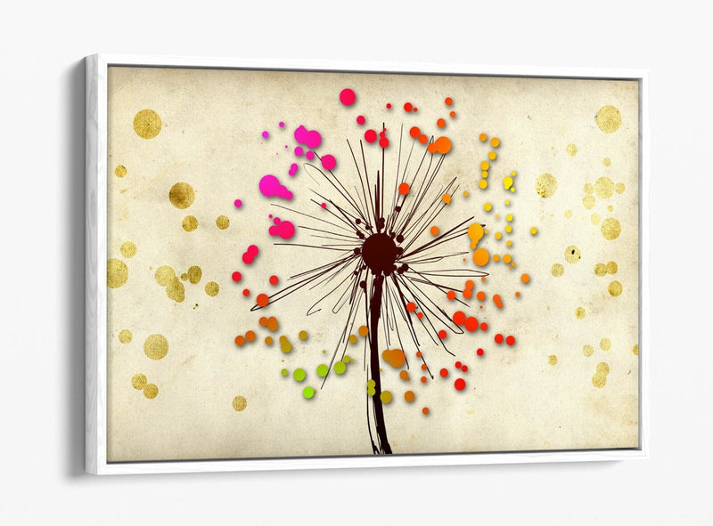 Dandelion Canvas Art - Multi Colour Float Effect Canvas Wall Decor Bedroom Print
