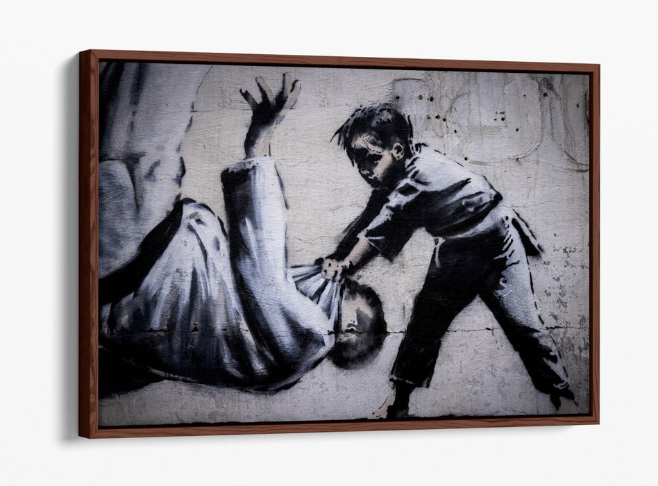 Float Effect Canvas Art – Banksy Ukraine Judoka Putin Boy Wall Print with Premium Frame