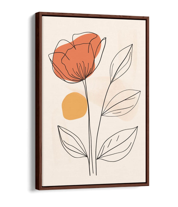 Minimalist Flower Canvas – Contemporary Wall Art With Float Effect Frame