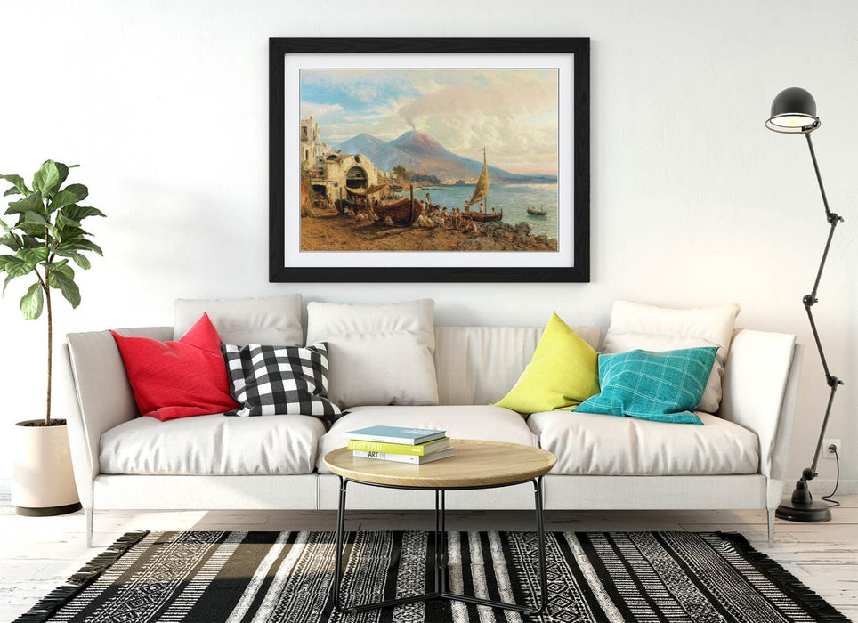 Framed Wall Art Poster - Fisherman In Bay Of Naples | Uk Handmade Frame