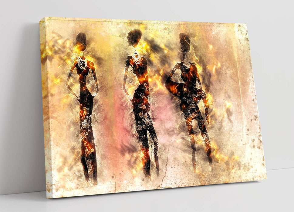 African Silhouette Art - Framed Canvas Print | Vibrant Abstract Wall Decor