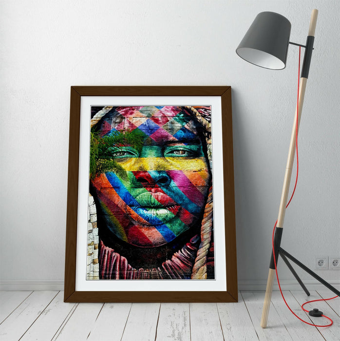 BEAUTIFUL BLACK WOMAN RAINBOW GRAFFITI -ART FRAMED POSTER PICTURE PRINT ARTWORK