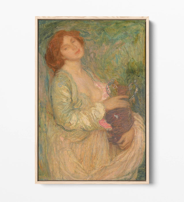 Float Effect Canvas Art – Woman With Vase Painting | Premium Varnish Finish